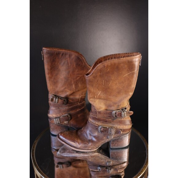 Freebird by Steven Pikes Wrap Strap Riding Western Boots Brown Leather Size 8